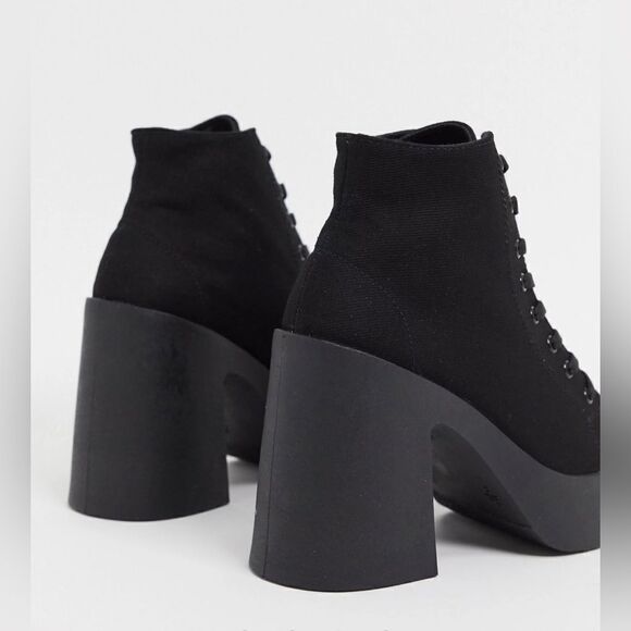 ASOS DESIGN Elevate lace up canvas boot in black - Picture 3 of 15